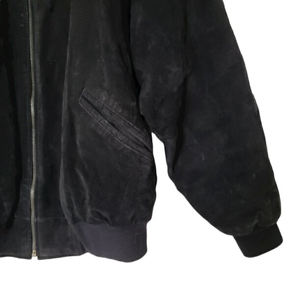 BOEING black suede aviator bomber jacket men's size L - Picture 7 of 15